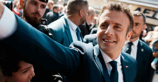 Emmanuel Macron, Frankreich, Präsident, Präsidentschaftswahl, Wahlkampf, Hochrechnung, Wahlsieg, 2022, © Thibault Camus - AP / dpa