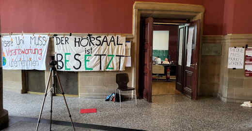 Hörsaal, Besetzung, Uni Freiburg, KG I, Klimaaktivisten, Universität, Letzte Generation, © privat
