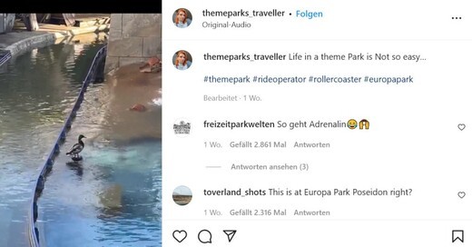 Europa-Park, Rust, Ente, Fontäne, Wasser, © Valentin Liegard (@themeparks_traveller) - Instragram