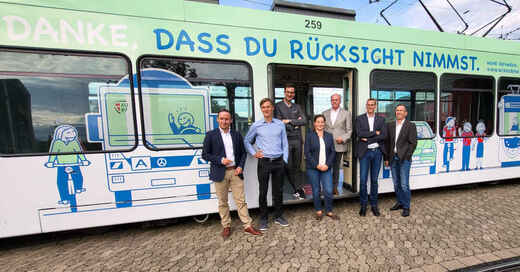 Freiburger Verkehrs AG, ADAC, Verkehrssicherheit, Kampagne, OB, Martin Horn, VAG, Straßenbahn, Tram, © Fabian Weller - baden.fm
