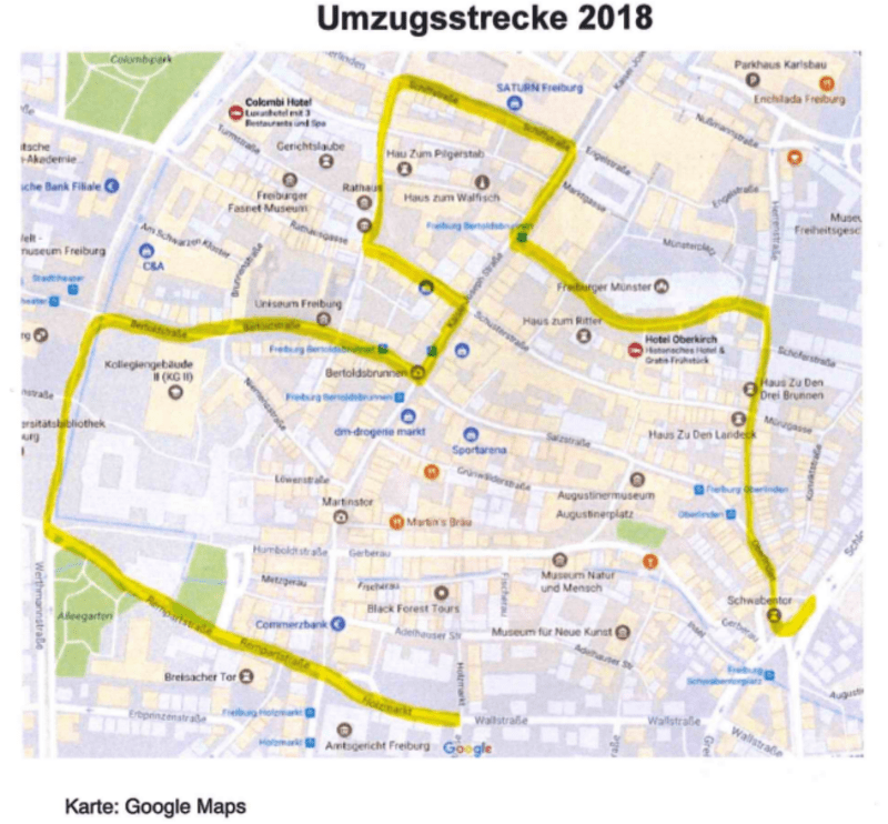Karte, Freiburg, Rosenmontag, © Breisgauer Narrenzunft