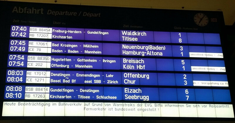 Deutsche Bahn, Zugausfall, Verspätung, Warnstreik, © baden.fm