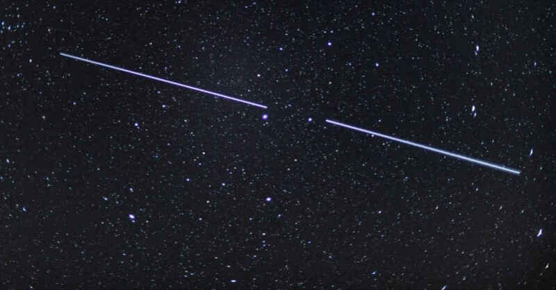 Starlink, Satelliten, Nachthimmel, Himmelskörper, SpaceX, Elon Musk, © Patrick Pleul - dpa-Zentralbild / dpa