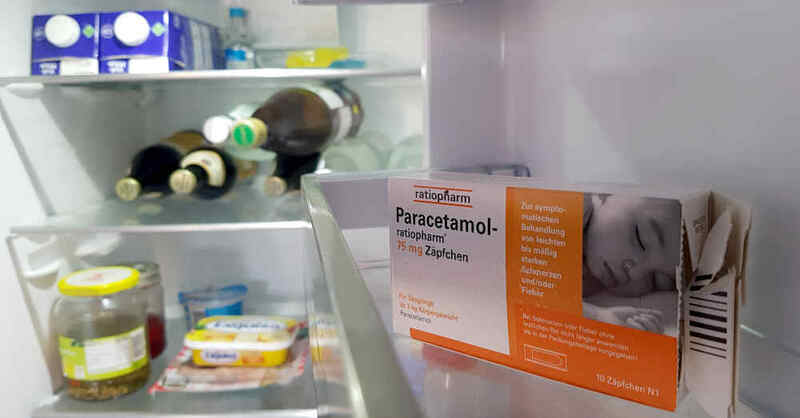 Medikamente, Arzneimittel, Paracetamol, Fieberzäpfchen, Kühlschrank, Ratiopharm, © baden.fm
