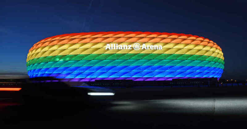 München, Allianz Arena, Regenbogenfarben, Toleranz, Vielfalt, © Tobias Hase - dpa