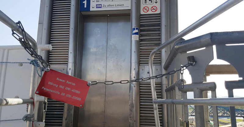 Aufzug, Lift, Defekt, Hauptbahnhof, Deutsche Bahn, Stadtbahnbrücke, Freiburg, Barrierefreiheit, Absperrung, © baden.fm (Archivbild)