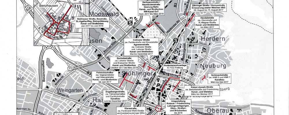 Baustellen, Übersicht, Freiburg